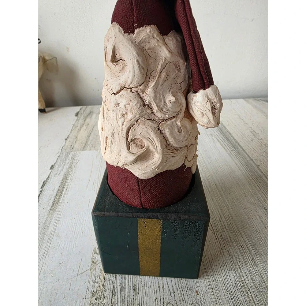 Vintage MM Santa wooden country folk art statue figurine present Jack in the Box